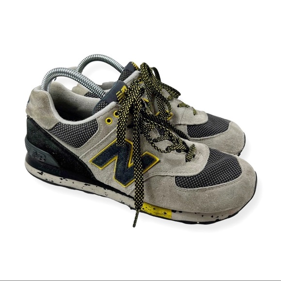 New Balance Other - New Balance Mens ML574AT D Classic Running Gray Navy Yellow Sneaker Shoes 8.5
